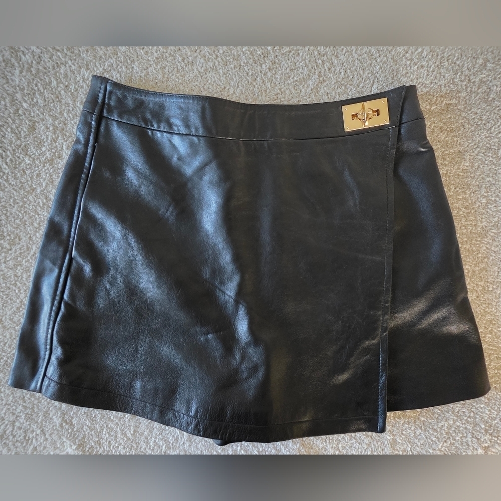 Karina Grimaldi Petronella Leather Skirt (Skort) - Black - Picture 2 of 4